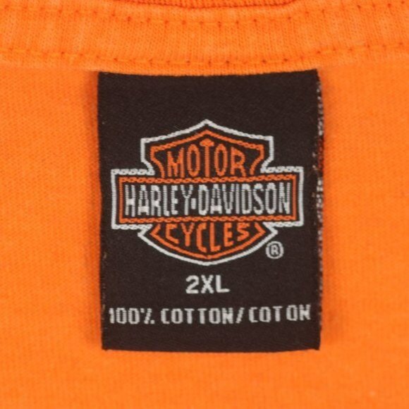 Harley-Davidson Las Vegas, NV Men's 2XL Orange Crewneck Graphic Tank Top - Picture 7 of 8